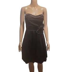NEW Teeze Me Juniors Size 7  Black Satin Strapless Cocktail Dress Knee Length